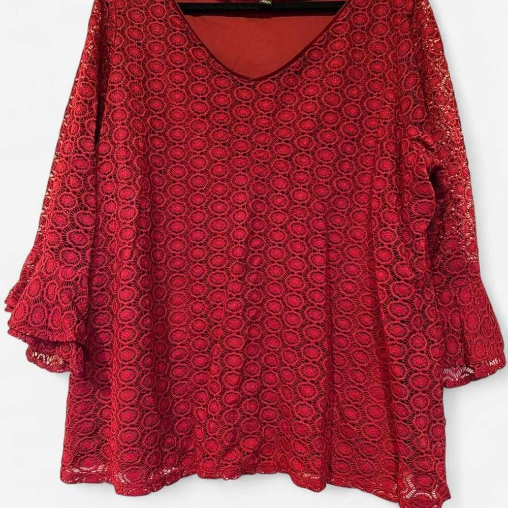 Dressbarn Women's Burgundy and Red Blouse